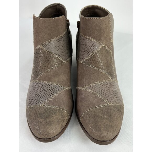 Womens Patchwork Brown Ankle Booties 9.5M Bass-Nina Zipper Closure Low Heel All - Picture 2 of 6